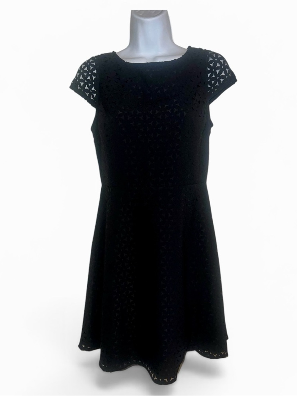 J. Crew Black Laser-Cut Fit-and-Flare Mini Dress SZ 6 Petite